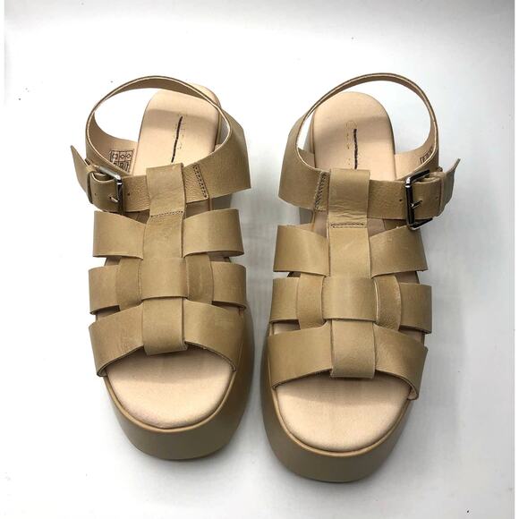 Anthropologie x Pilcro Tan Platform Leather Fisherman Sandals Size EU 40 / US 10 - Picture 2 of 8